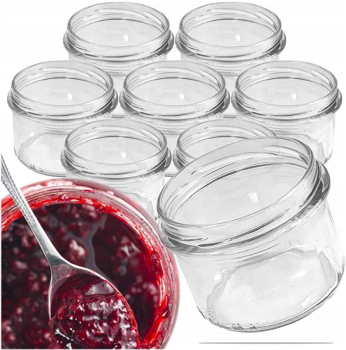 Glazen Potten 0,235L Fi82 - 8 Stuks, Ideaal voor Kruiden, Honing, Jam