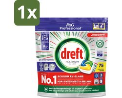1 x Dreft Professional - Platinum All In One - Vaatwascapsules - Citroen - Antikalkaanslag - 75 Capsules - Vaatwassen - Vaatwasser - Vaatwasmiddel - Vaatwascapsules - Antikalkaanslag