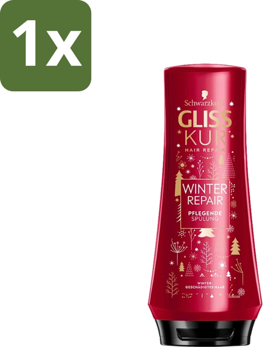 1 x Gliss-Kur - Conditioner - Winter Repair - Herstelt & Verzorgt - 200 ml - Winter Haar Verzorging - Haar Herstel - Haar Bescherming - Keratine Haar Conditioner - Cranberry Haar Conditioner