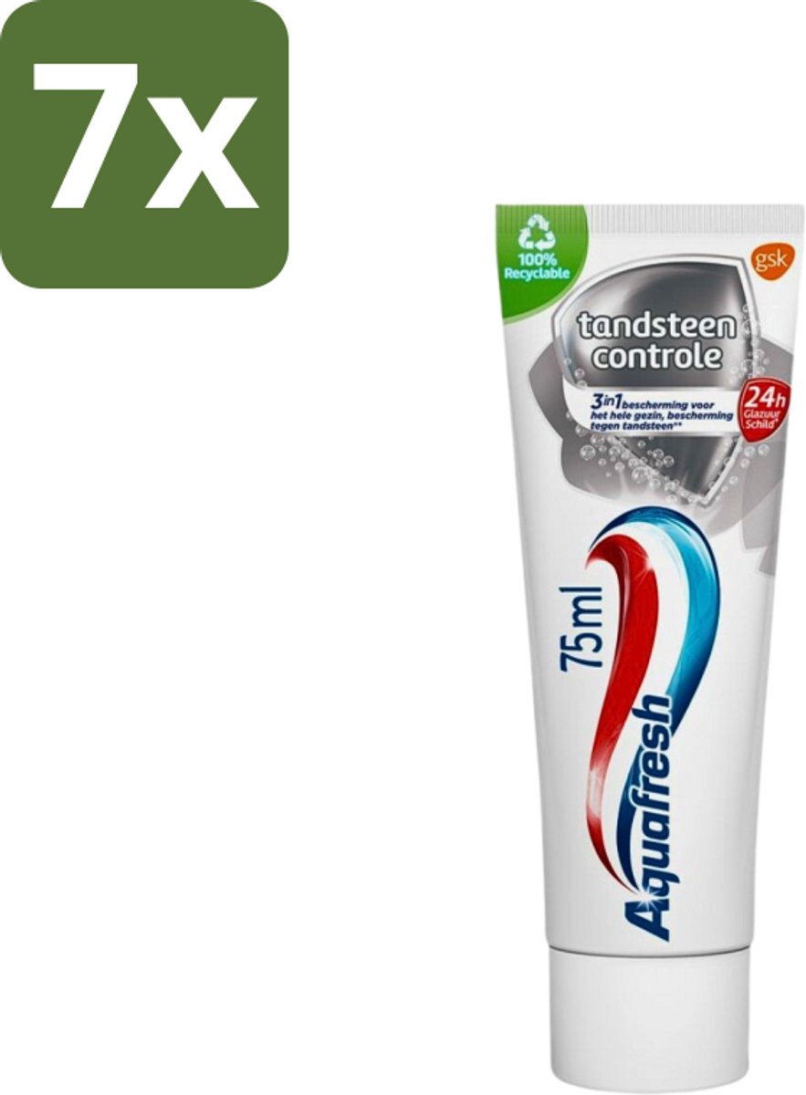 7 x Aquafresh Tandpasta Tandsteen Controle Frisse Adem 75 ml - Tandpasta - Tandsteen - Tandplak - Tanden Beschermen - Tanden Reinigen