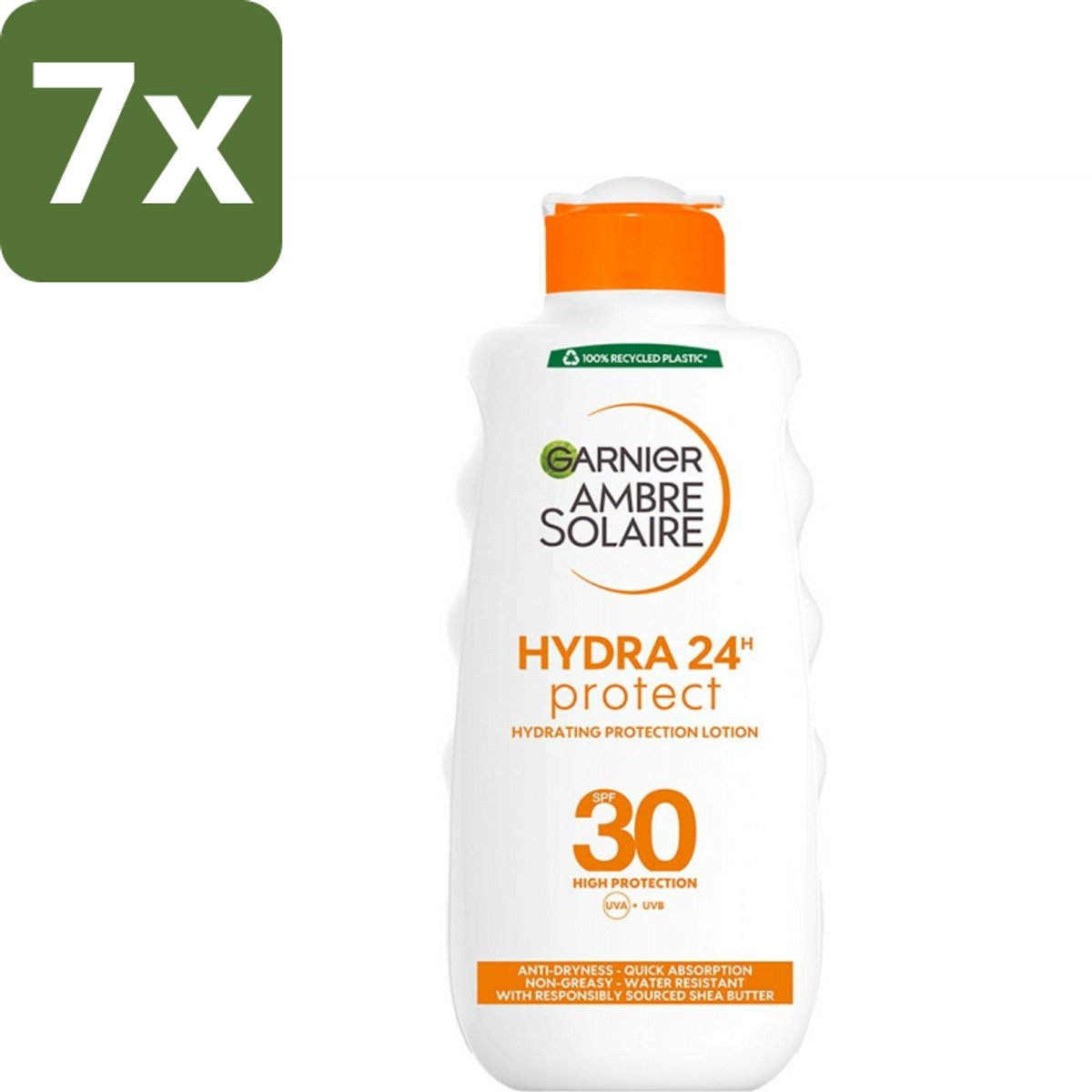 7 x Garnier - Ambre Solaire - Hydraterende Zonnebrand Melk - SPF 30 - 200 ml - Zonnescherm - Zonnebrandmelk - Hydraterende Zonnebrandmelk - SPF 30 - Zonbescherming