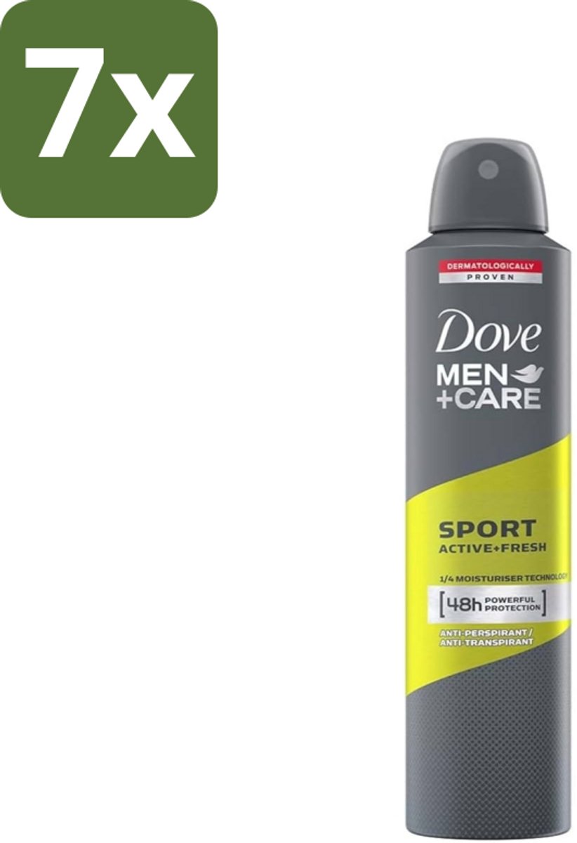 7 x Dove - Deodorant - Spray Men - Sport Active + Fresh - Energiek en verfrissend - 250 ml - Sport Deodorant - Energieke Geur - Anti-transpirant - Zweetbescherming - Frisheid