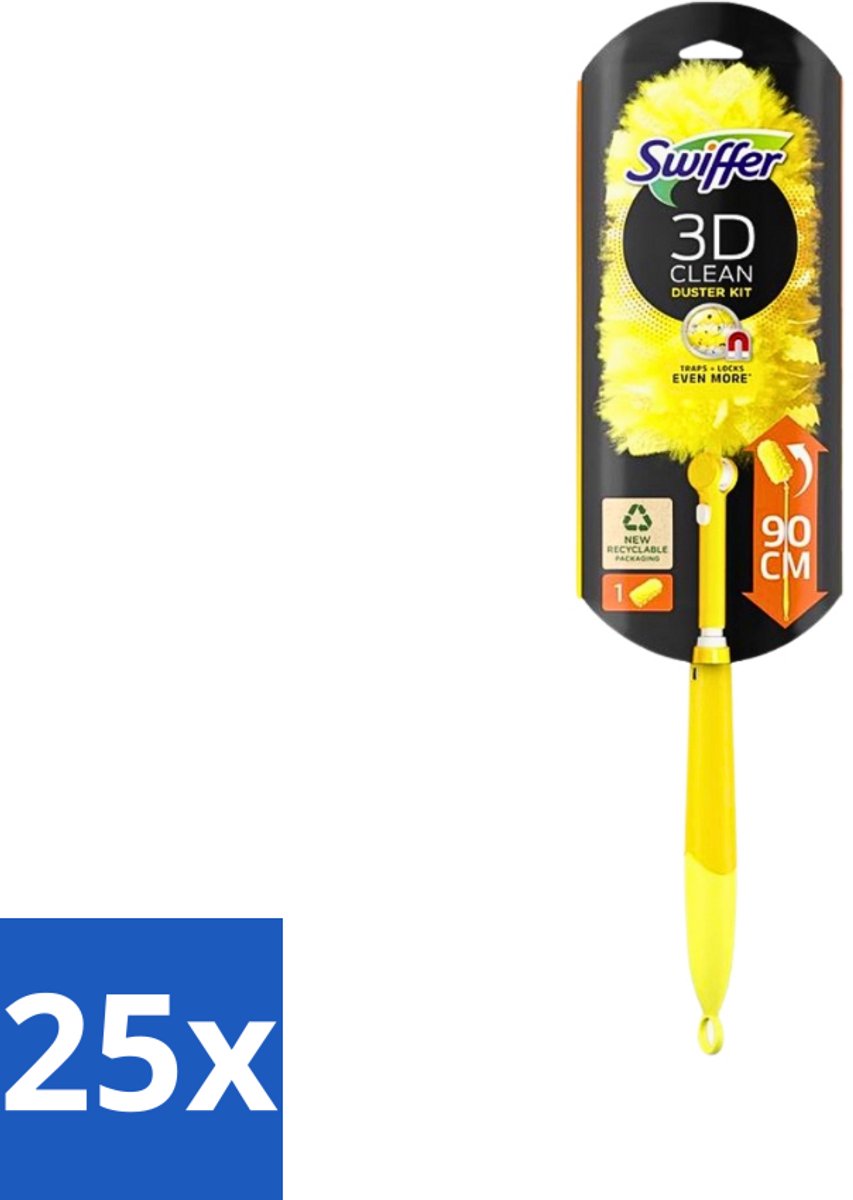 25 x Swiffer - Duster XXL - Telescopische Plumeau - 360° Stofverwijdering - Handvat + 1 Doek - Stofverwijdering - Stofdoek - Stofdoekje - Stofvrij - Stofvrij Interieur