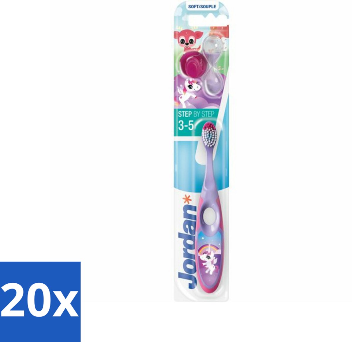 20 x Jordan Tandenborstel Step 2 (3-5 jaar) - Tandenborstel Kinderen 3-5 Jaar - Tandenborstel Melkgebit - Tandenborstel Voor Kinderen - Tandenborstel Zachte Haren - Tandenborstel Voor Melktanden