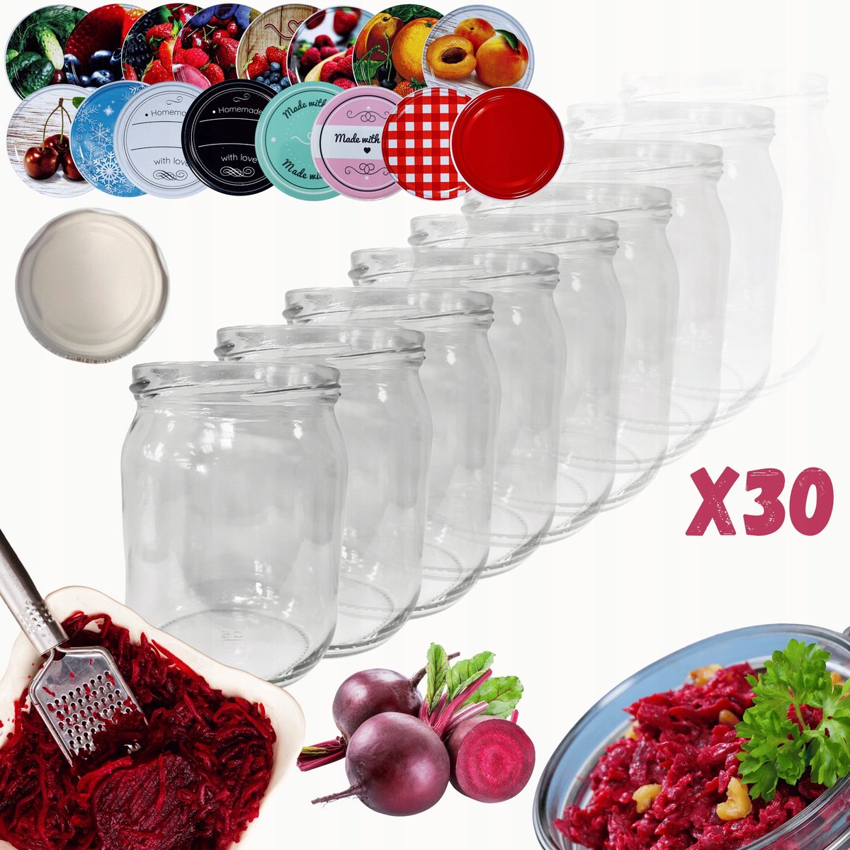 30x Glazen Potten 540ml met Twist-Off Deksel (82mm)