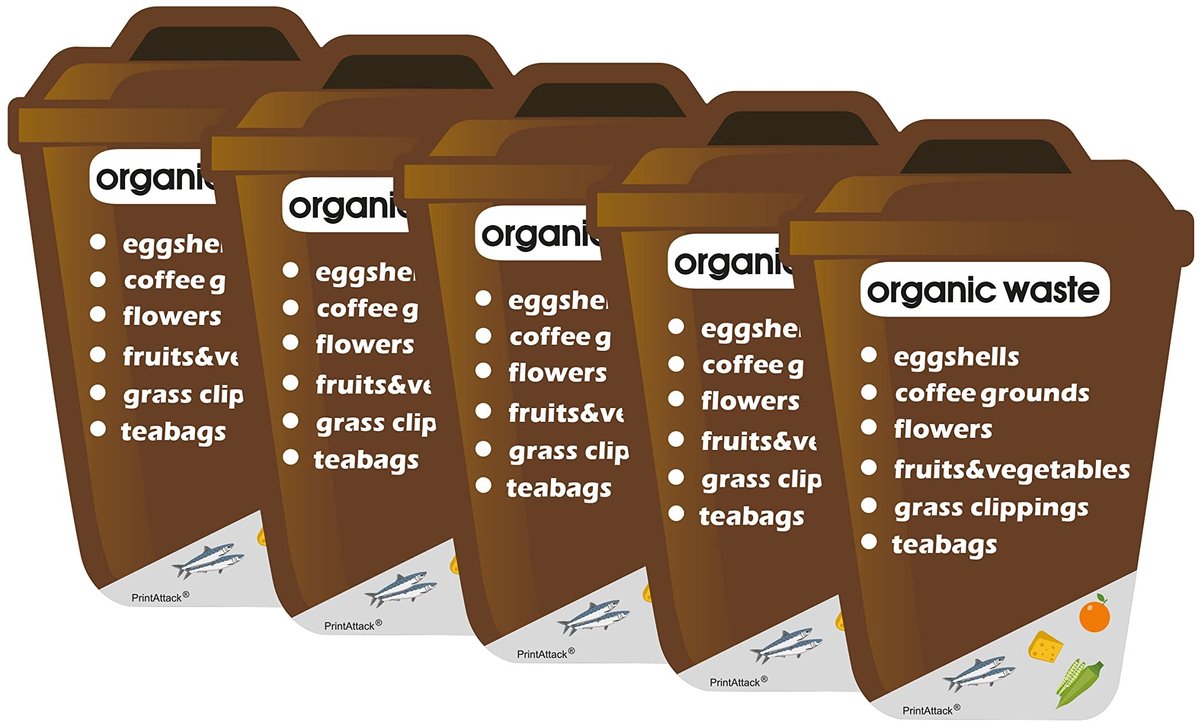 Solidchoice - Set van 5 Afvalscheidingsstickers in Duits of Engels