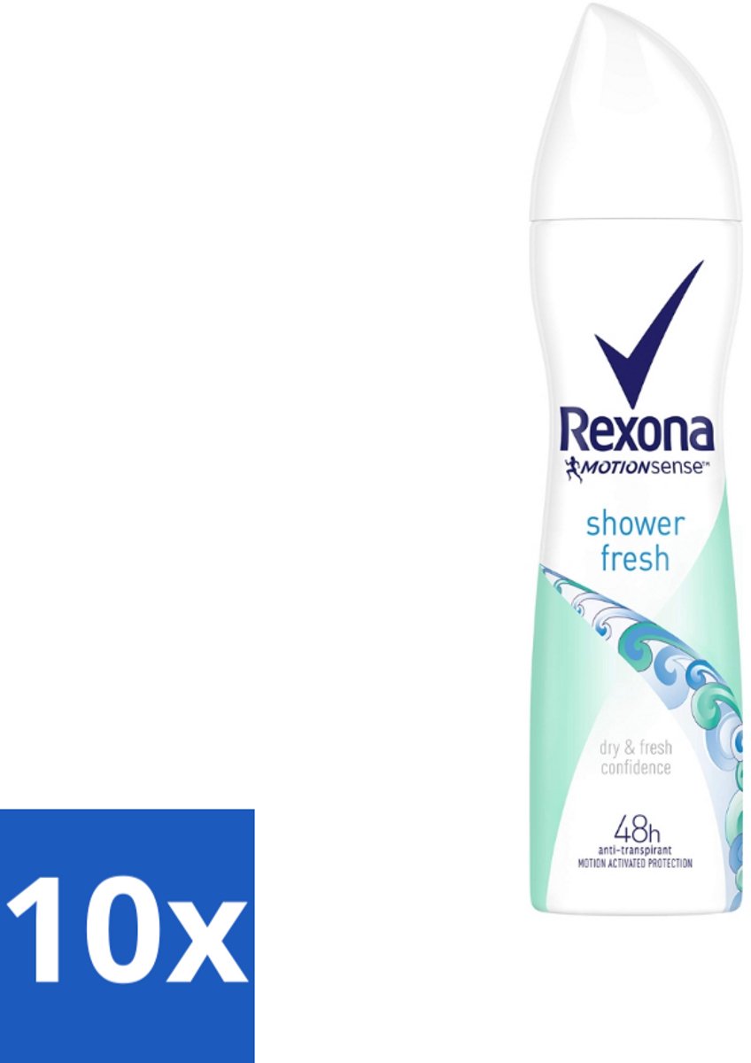 10 x Rexona - Shower Fresh - Deodorant Spray - Anti-transpirant - 150 ml - Shower Fresh - Deodorant Spray - Anti-transpirant - 48 Uur Bescherming - Motion Sense