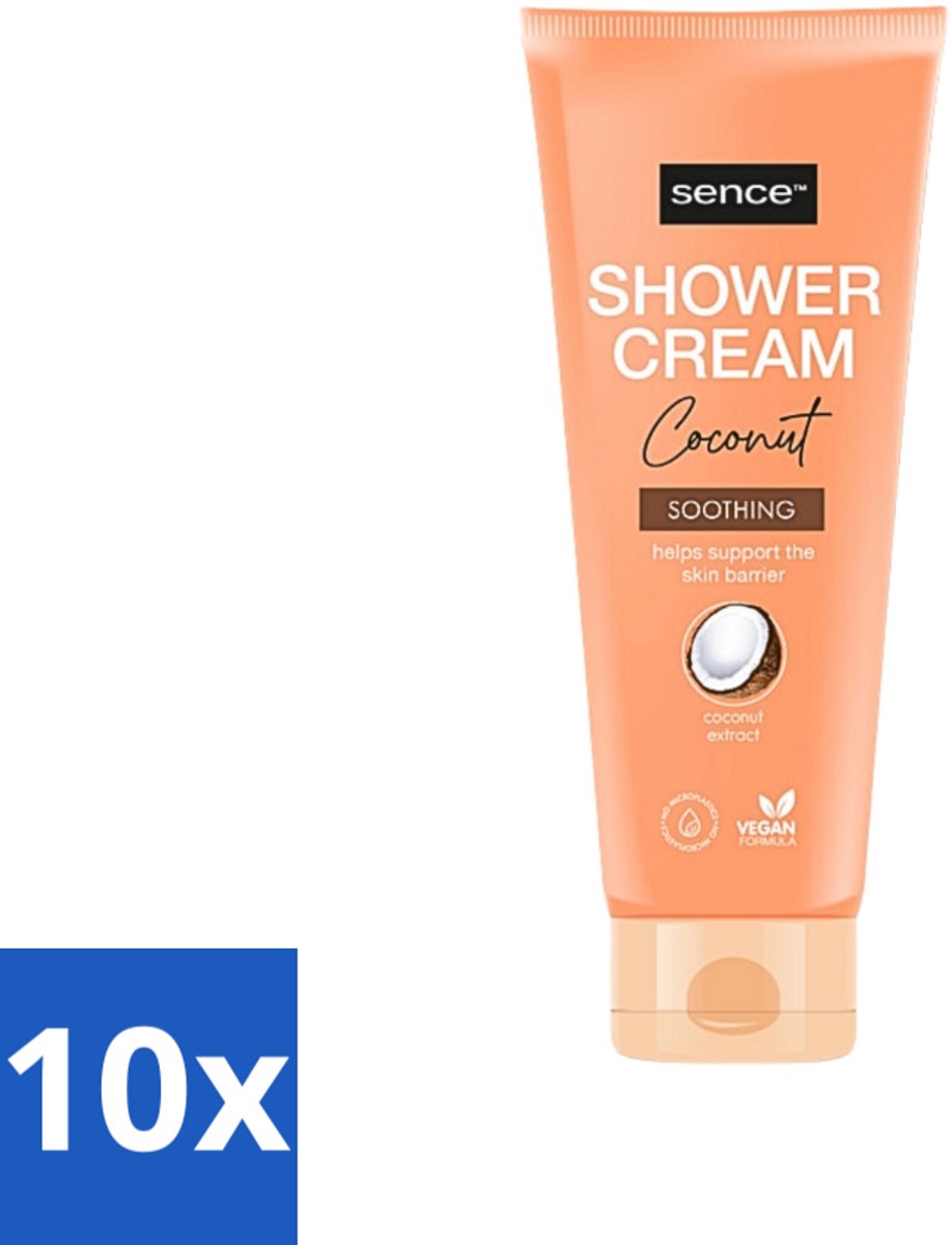 10 x Sence - Coconut - Douchecrème - Verzorgend - 200 ml - Douchecrème - Kokosgeur - Hydraterende Douchecrème - Verzorgende Douche - Tropisch Verwenmoment