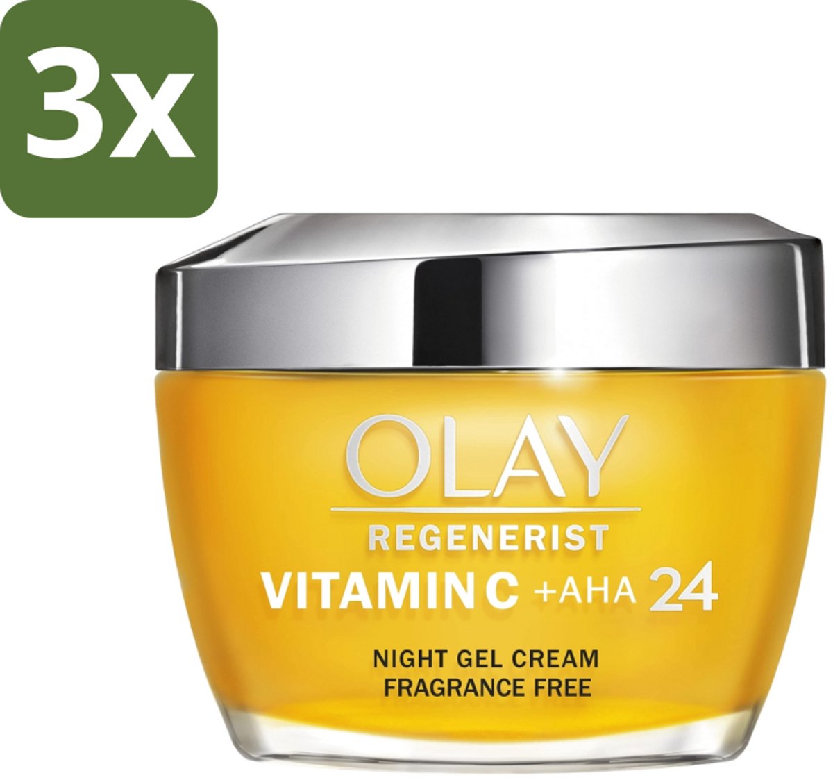 3 x Olay - Vitamine C + AHA24 - Nachtcrème - Vernieuwend & Verhelderend - 50 ml - Nachtcrème - Vitamine C - Aha - Niacinamide - Verheldering