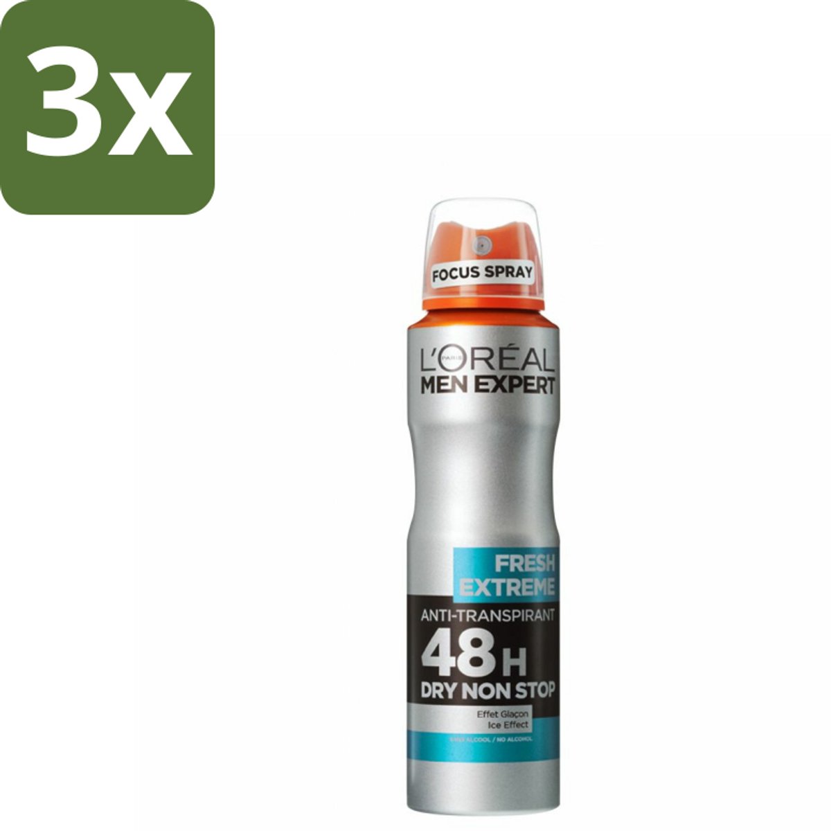 3 x L'Oréal Men Expert Deodorant Spray Fresh Extreme 150 ml - Deodorant Spray - Anti-geur - Transpiratiecontrole - 48 Uur Bescherming - Fris Gevoel