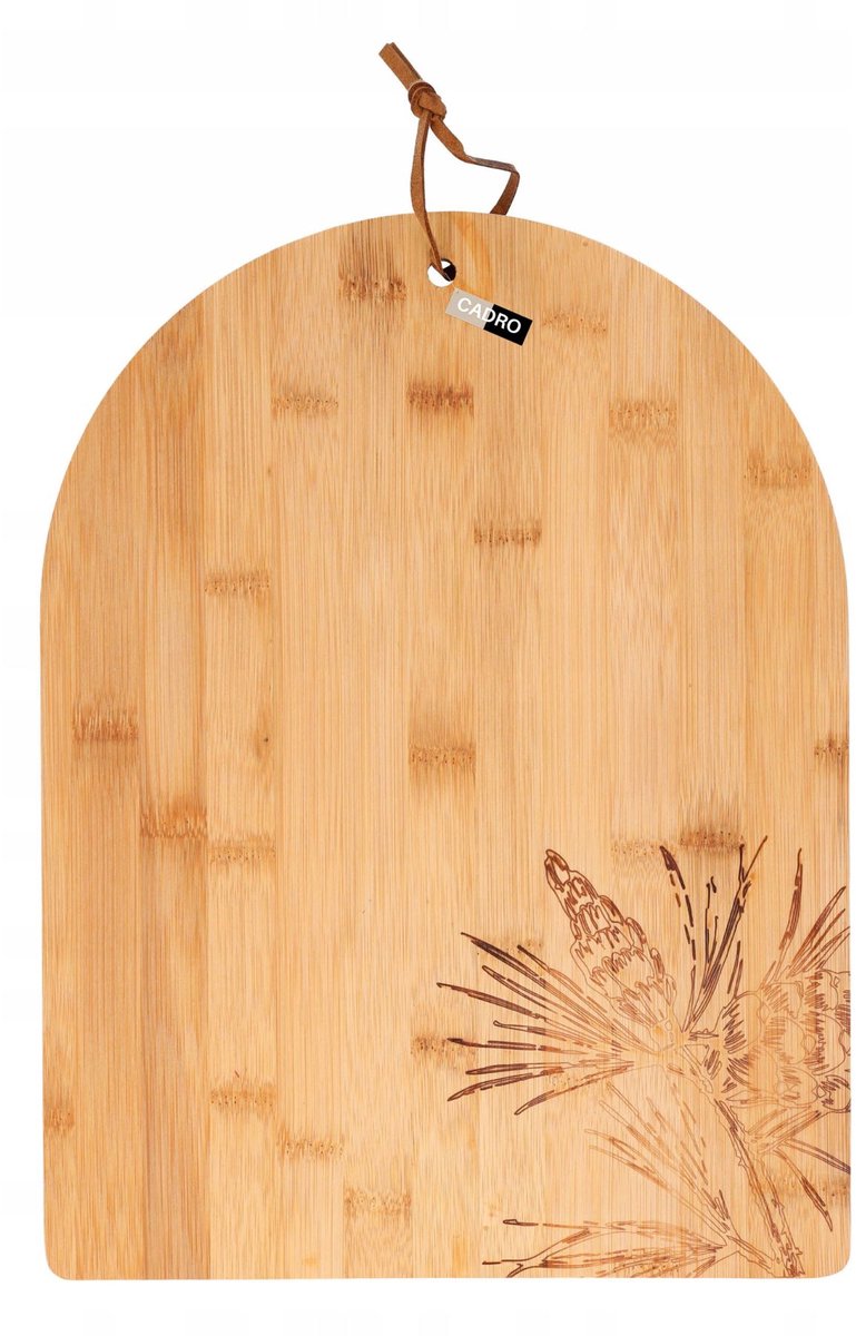 Houten Snijplank 35 x 26 x 1,5 cm – Houten Serveerplank met Bloemgravure – Decoratieve Keukenplank met Ophanglus