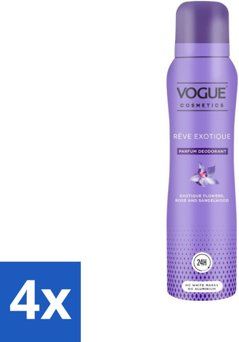 Vogue Reve Exotique Parfum Deodorant 150 ml - Voordeelverpakking - 4 stuks
