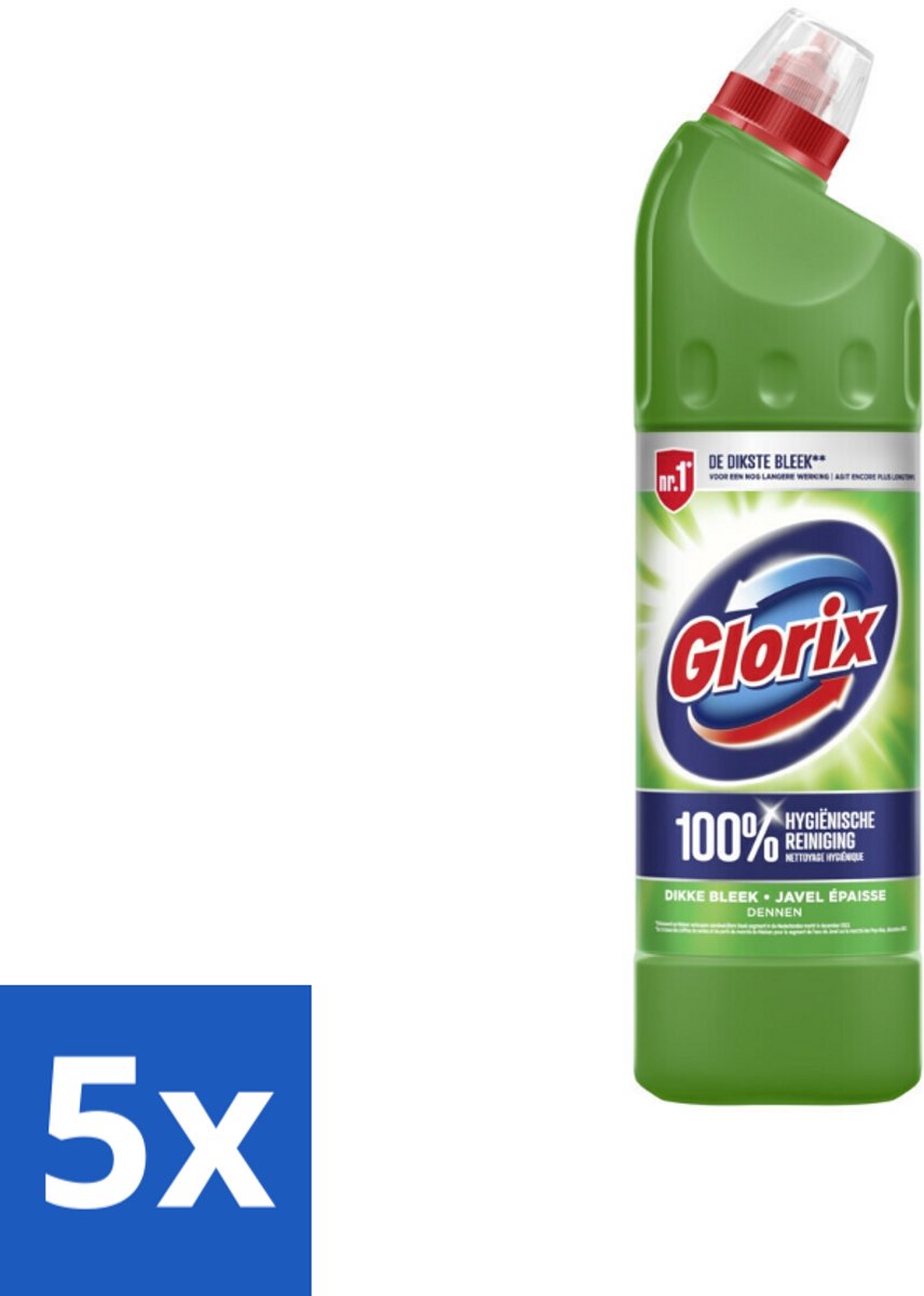 Glorix - Bleek - Dennen - Bescherming tegen Kalkaanslag - 750 ml - Bulkverpakking - 5 stuks