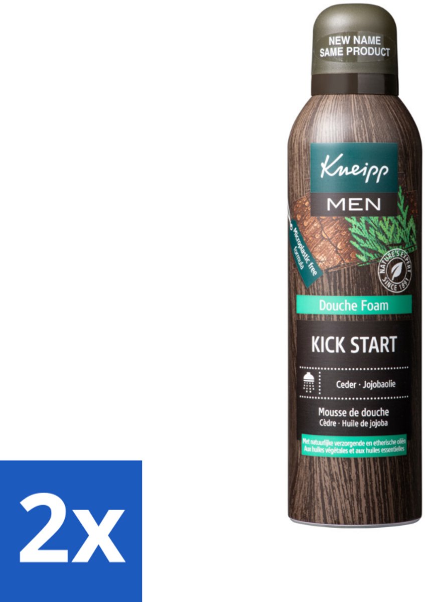 2 x Kneipp Douche Foam Men 200 ml - Douchefoam - Ceder - Jojobaolie - Vegan - Romig Schuim
