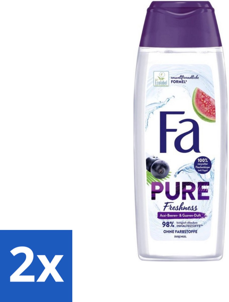 2 x Fa - Douchegel - Pure Freshness - Acai & Guave - Verfrissend & Verzorgend - 250 ml - Douchegel - Acai - Guave - Verfrissend - Verzorgend