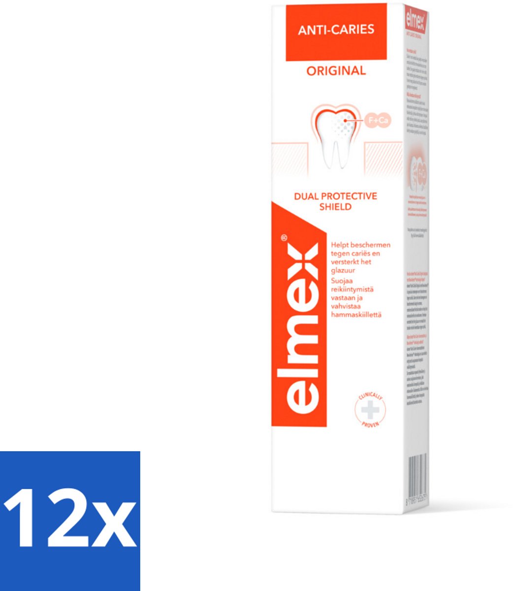 Elmex Tandpasta Anti-Cariës Original 75 ml - Voordeelverpakking - 12 stuks