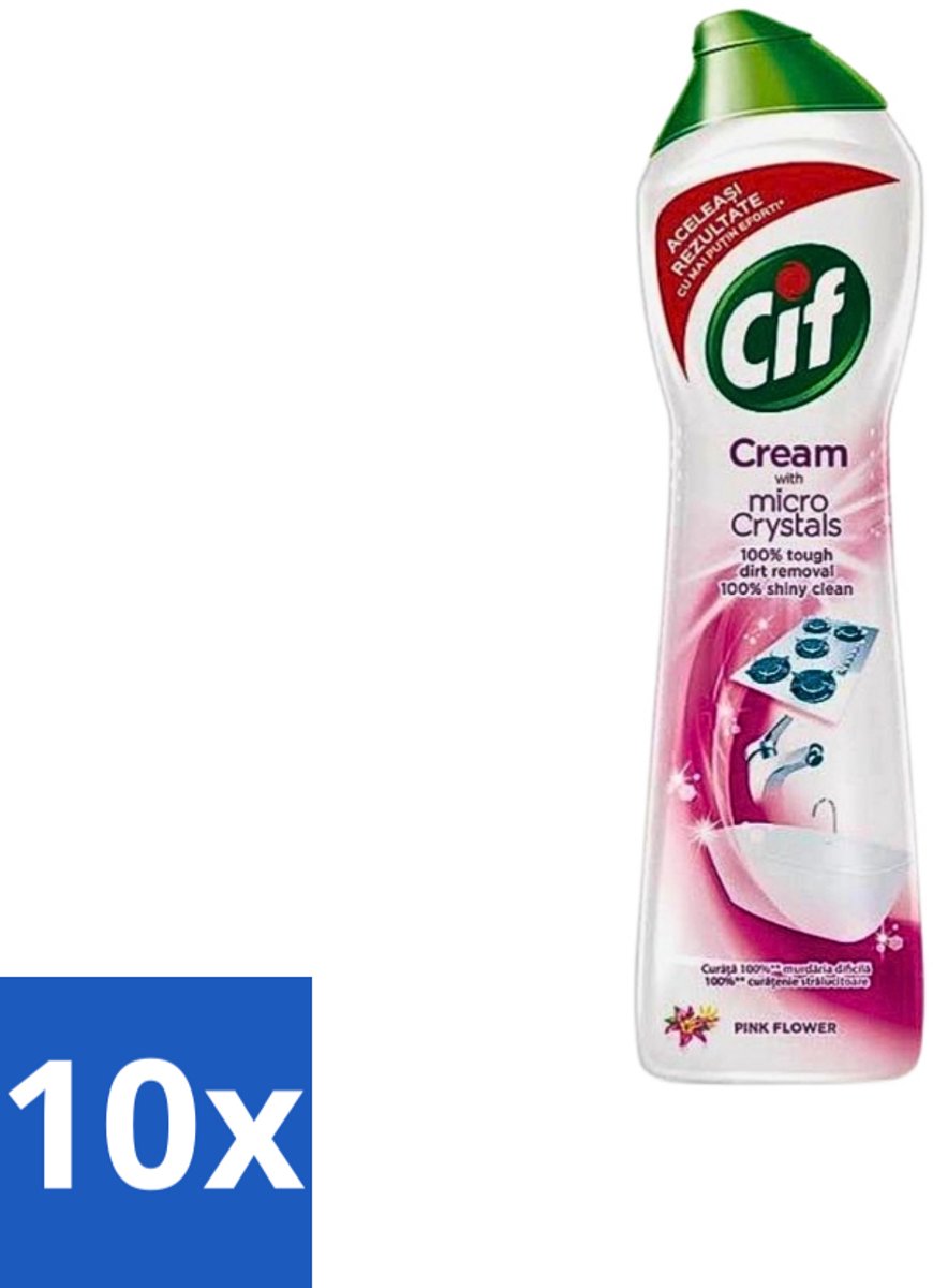 Cif - Badkamer & Keuken - Schuurmiddel - Cream Pink Flower - 500ml - Bulkverpakking - 10 stuks