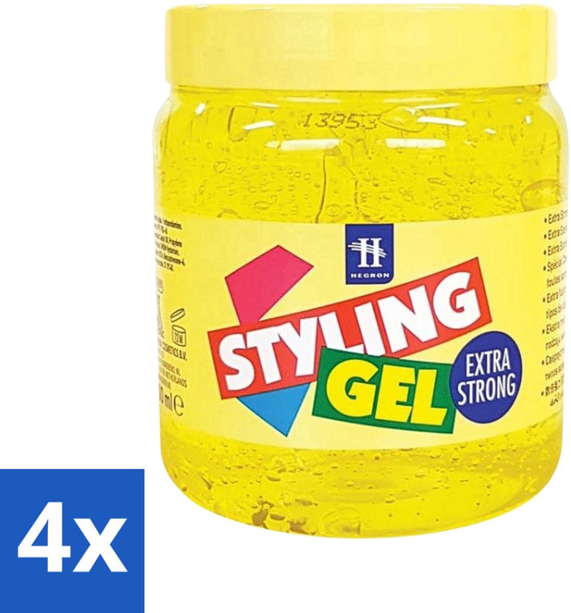 Hegron - Styling Haargel - Extra Strong - Voor Sterke Fixatie - 500 ml - Voordeelverpakking - 4 stuks