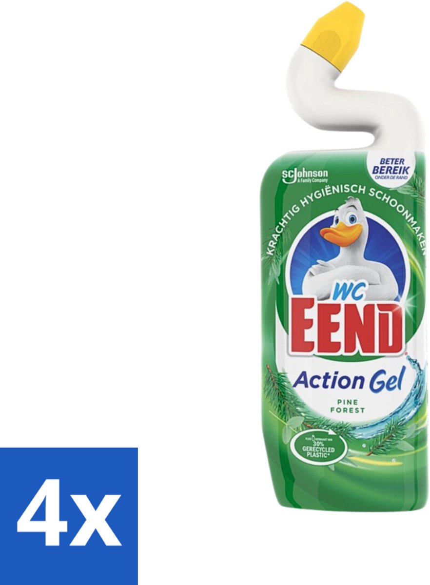 4 x WC Eend Toiletreiniger Action Gel Pine Forest 750 ml - Toiletreiniger - Reinigingsgel - Kalkverwijdering - Urinesteen - Fris Ruiken