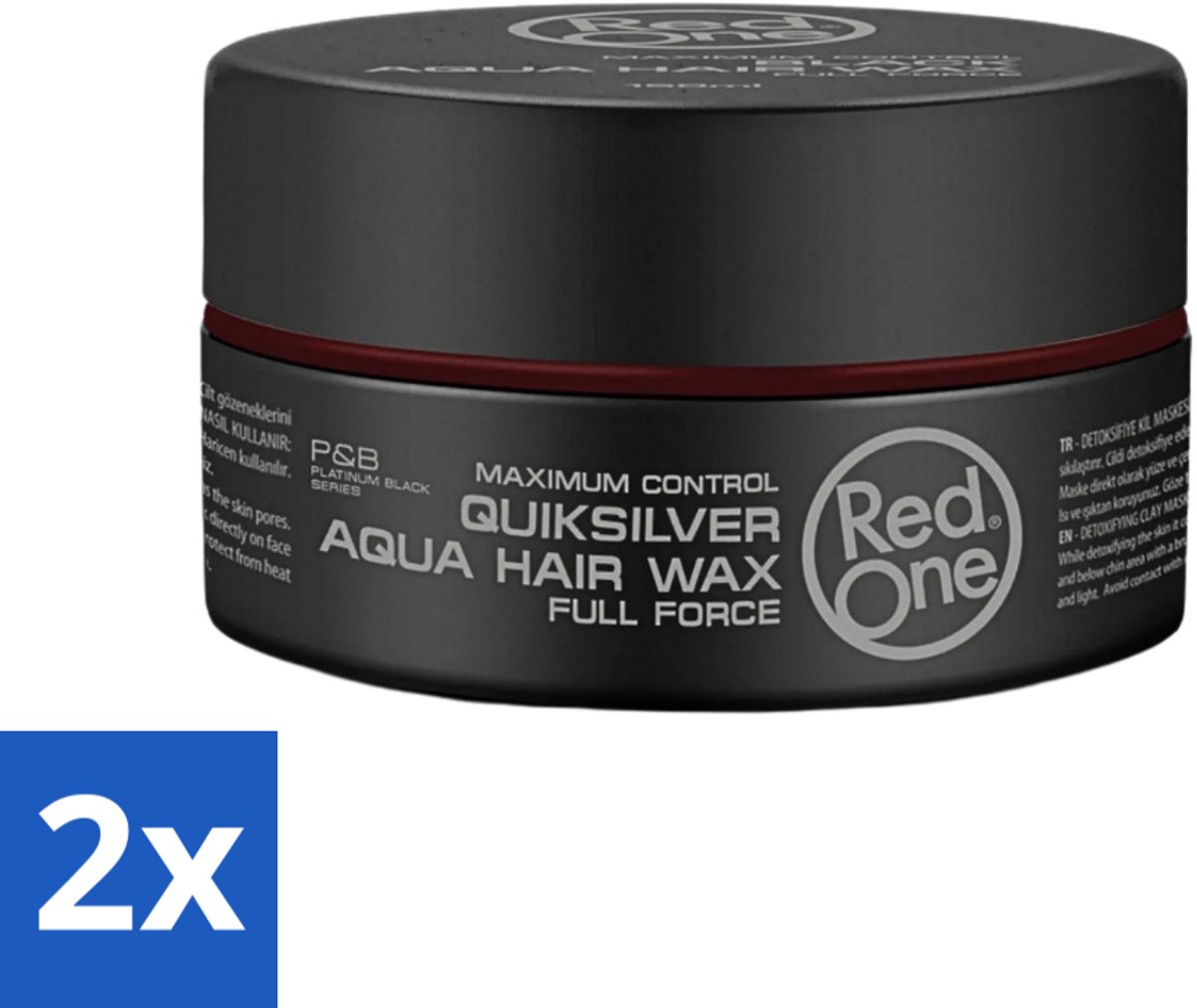 2 x Red One - Haarwax - Quicksilver - Aqua Hair Wax - Voor Sterke Hold & Glans - 150 ml - Haarwax - Waterbasis Haarwax - Hold Haarwax - Glans Haarwax - Stijl Haarwax