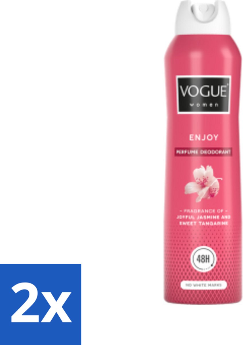 2 x Vogue Enjoy Parfum Deodorant 150 ml - Parfum En Deodorant - Deodorant Spray - 24 Uur Bescherming - Geur Van Mandarijn - Geur Van Jasmijn