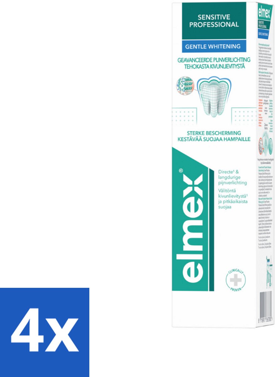 4 x Elmex Tandpasta Sensitive Professional Gentle Whitening 75 ml - Gevoelige Tanden - Tandpasta Whitening - Pro-Argin - Tandgevoeligheid - Tandpasta Voor Gevoelige Tanden