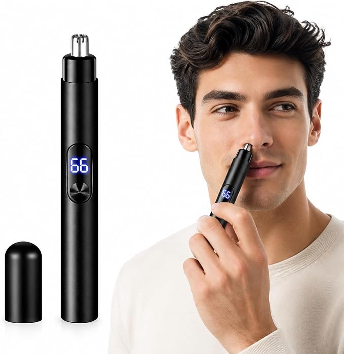 Neus- en oorhaartrimmer voor mannen, neushaartrimmer, oplaadbare neushaartrimmer met Type-C-aansluiting en LED-batterij-indicator, draagbare neushaartrimmerset.