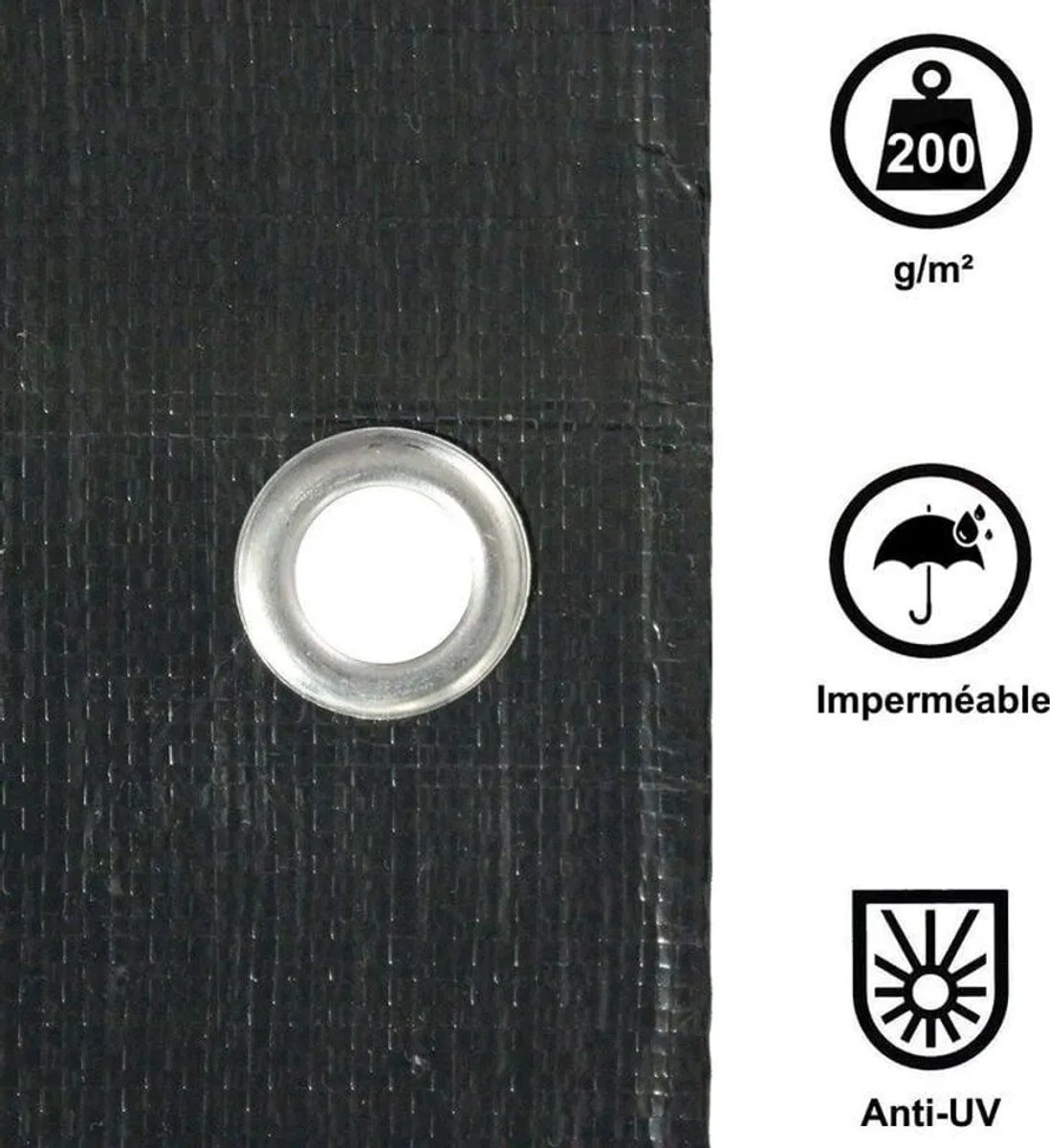Stevig en duurzaam grijs beschermzeil – 200 g/m² – 2 x 3 m