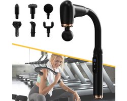 Massagepistool Met Verlengde Handgreep - Rugmassageapparaat Voor Pijnverlichting - Handmatig Percussie-Spiermassagepistool - 6 Massagekoppen