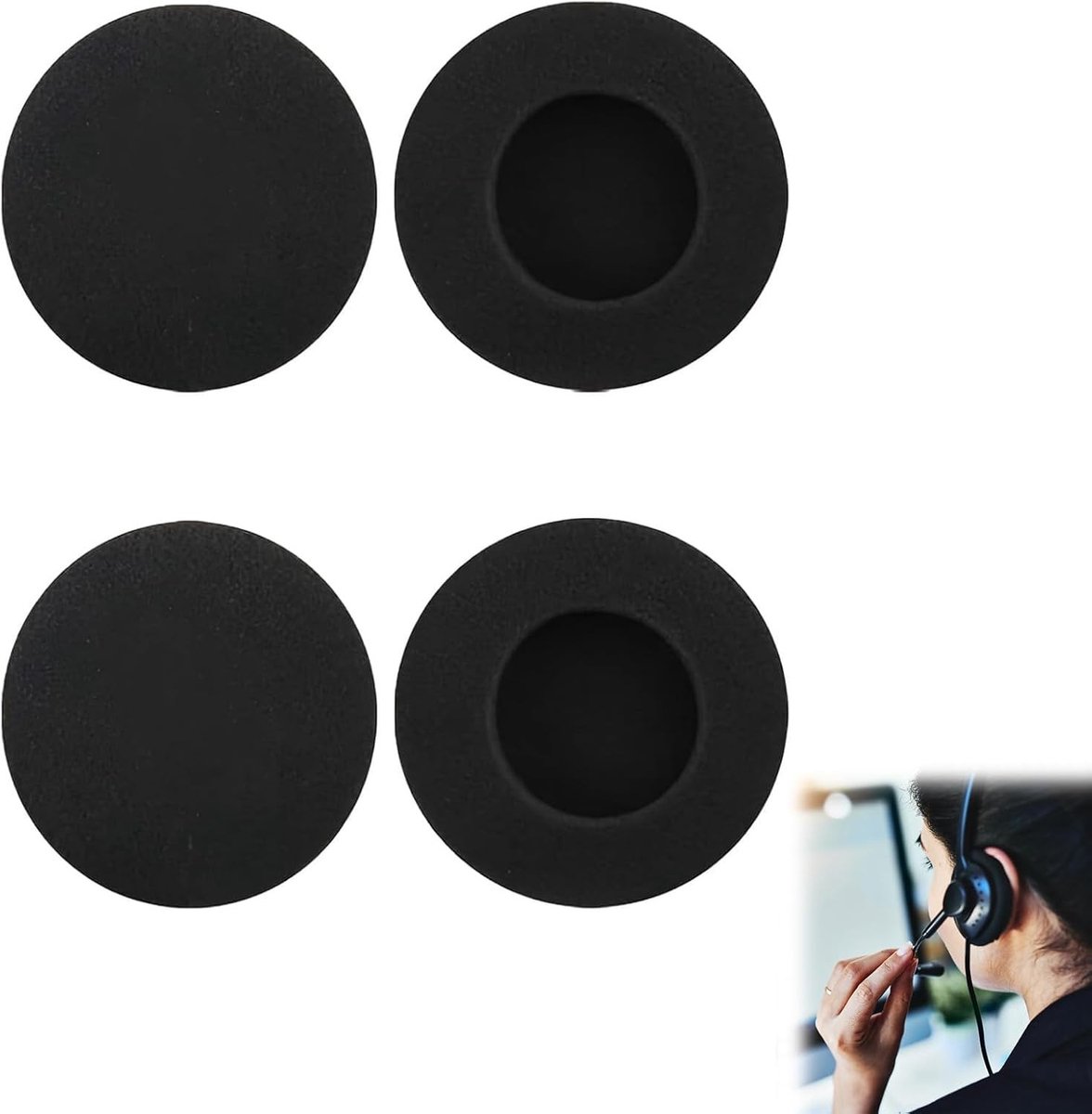 Set van 4 Vervangende Oorkussens voor Hoofdtelefoons, Beschermhoes, Zacht Schuim, Geschikt voor Diverse Modellen zoals H330, H340, H390, H600, H609, H760