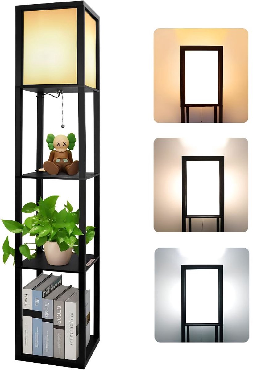 LNMsolutions® Vloerlamp - Vloerlampen Woonkamer - Vloerlamp Dimbaar - Zwart - 26cm x 26cm x 160cm