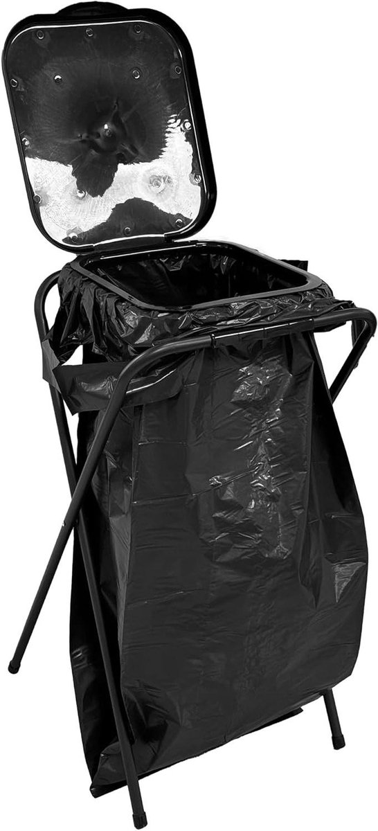 Zakhouder Recycling - Afvalzak houder - Afval scheiden - Met deksel - 60-125 liter - Zwart