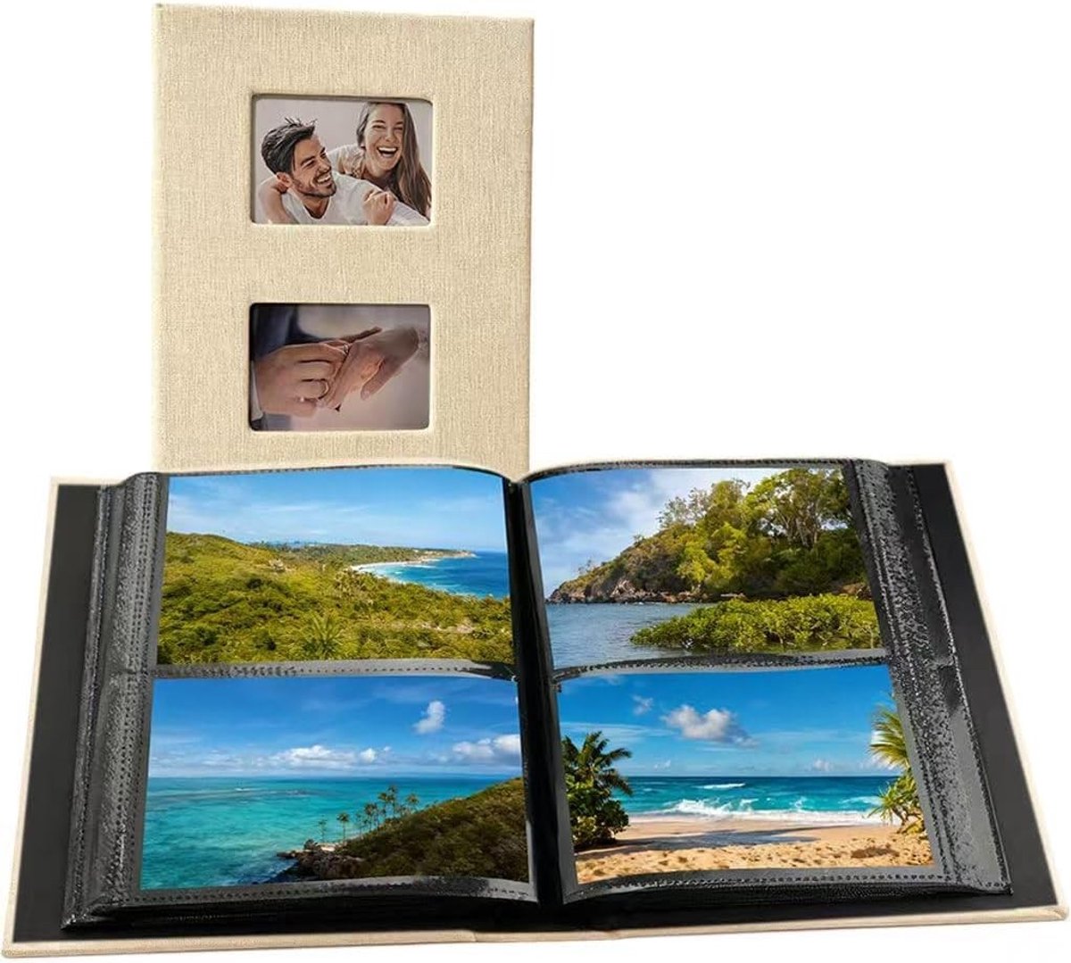 Stijlvol linnen fotoalbum voor 200 foto's, insteekalbum 10 x 15 cm, perfect voor bruiloften en familiefoto's