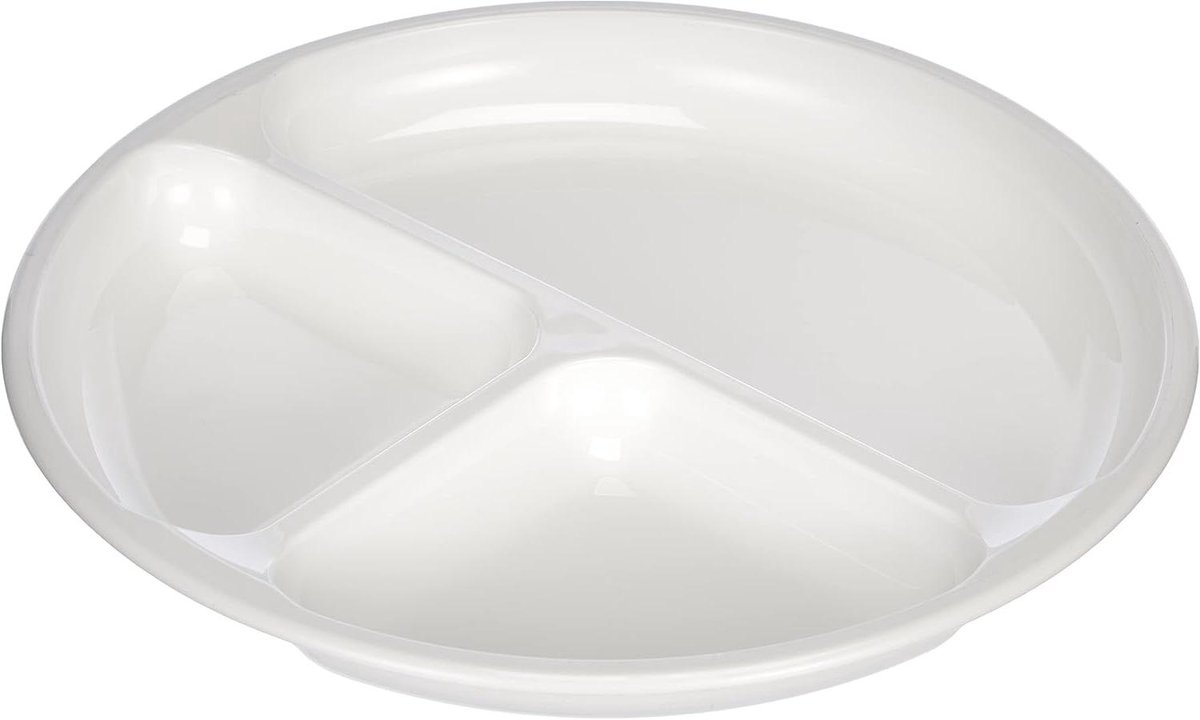 Magnetron bord - Maaltijd bord - Eten opwarmen - Drie vakken - 25 cm diameter - Wit