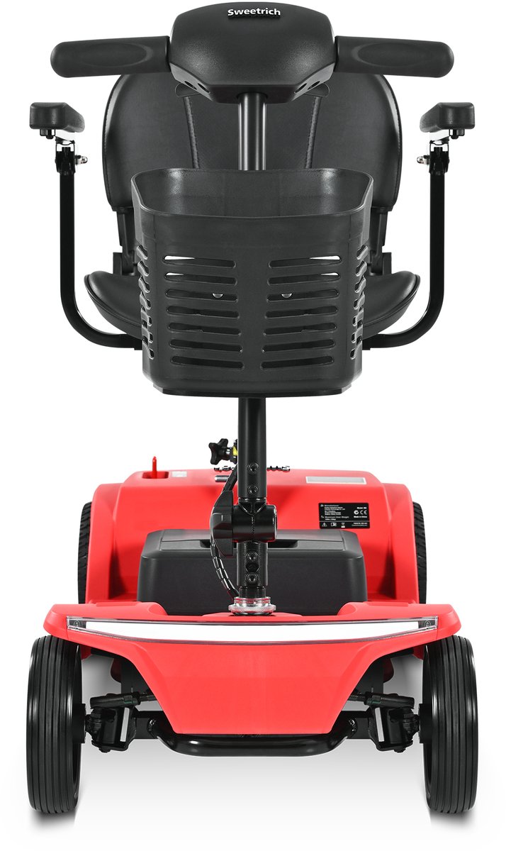 Elektrische Scootmobiel S2 - Scootmobiel Senioren - 4 Wiel Scootmobiel - Mobiliteit Scooter - Elektrische Rolstoel Scooter - Opvouwbare - Scooter - USB Aansluiting - 6 km/u - Draagkracht 136 kg - Rood – foto 3
