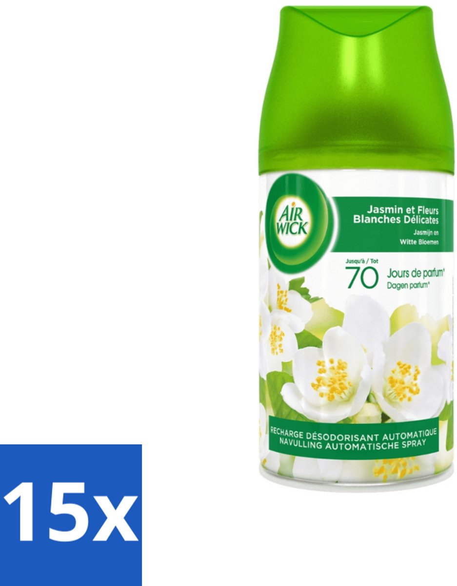 Air Wick Freshmatic - Luchtverfrisser - Navulling Automatische Spray - Jasmijn en Witte Bloemen - 250ml - Bulkverpakking - 15 stuks