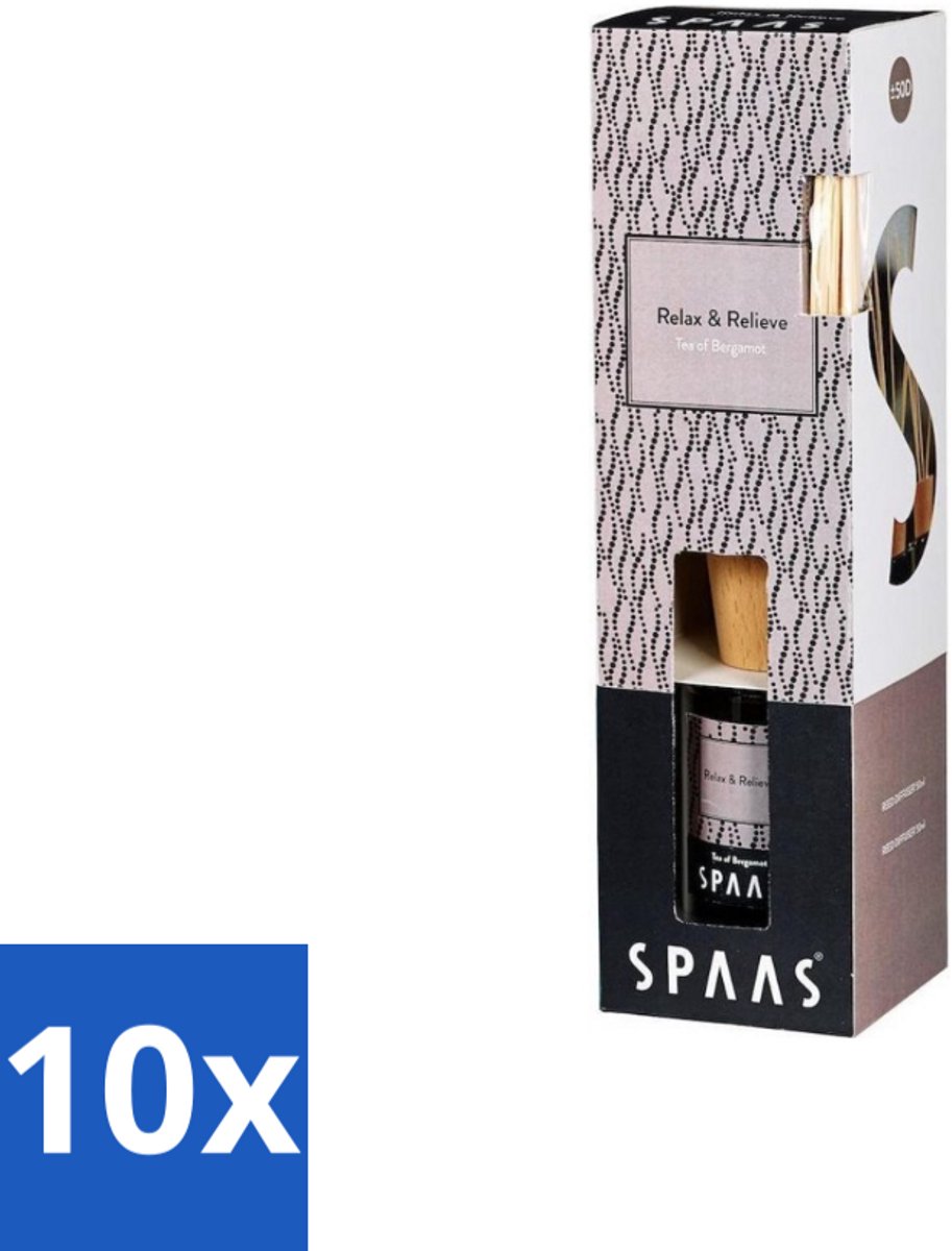 Spaas - Geurstokjes - Relax & Relieve - Bergamotthee - 80 ml - Bulkverpakking - 10 stuks