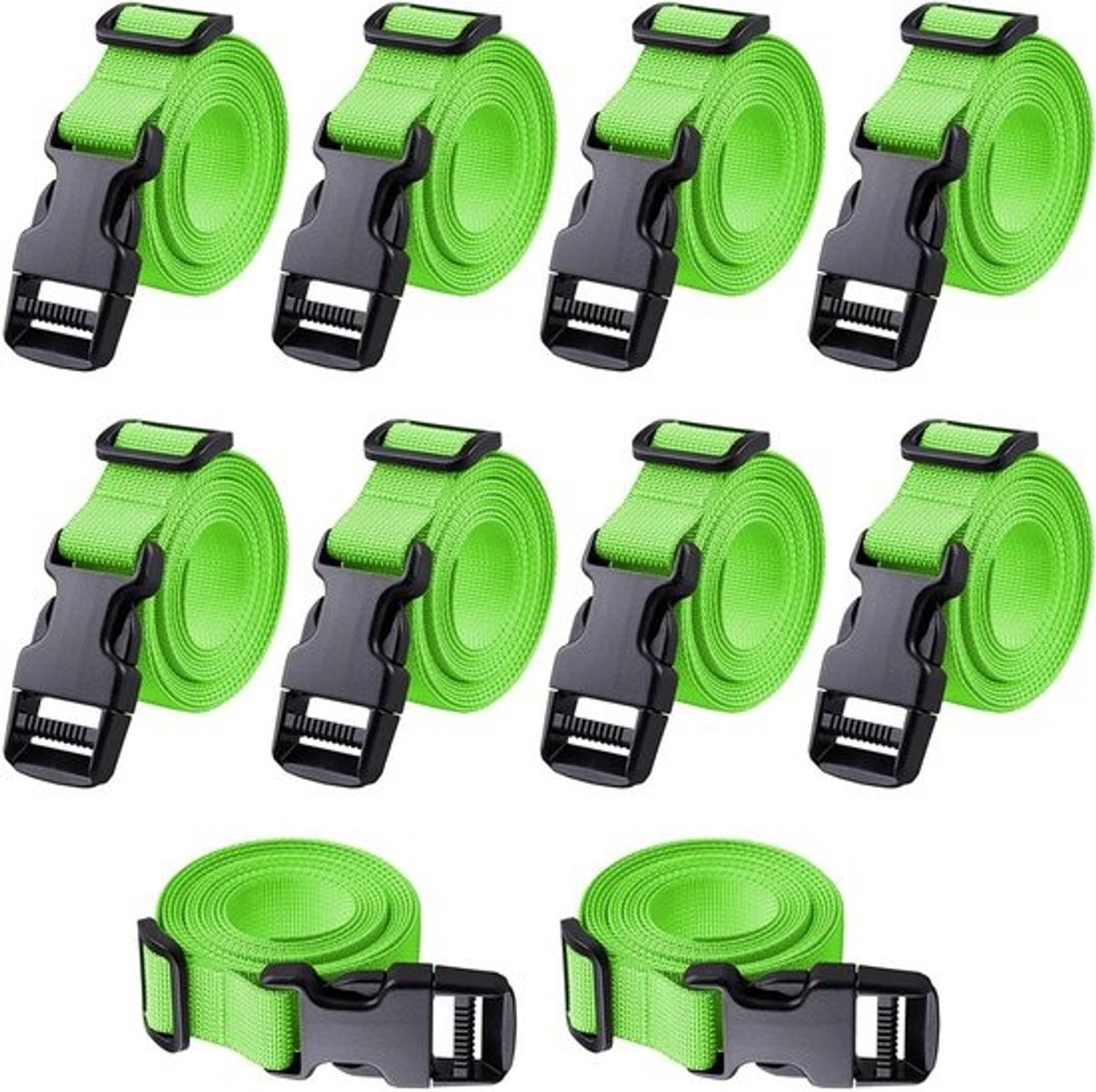 Verstelbare Utility Riemen met Snelle Ontgrendelingsgesp - 10 Stuks Nylon Banden voor Kamperen en Bagage