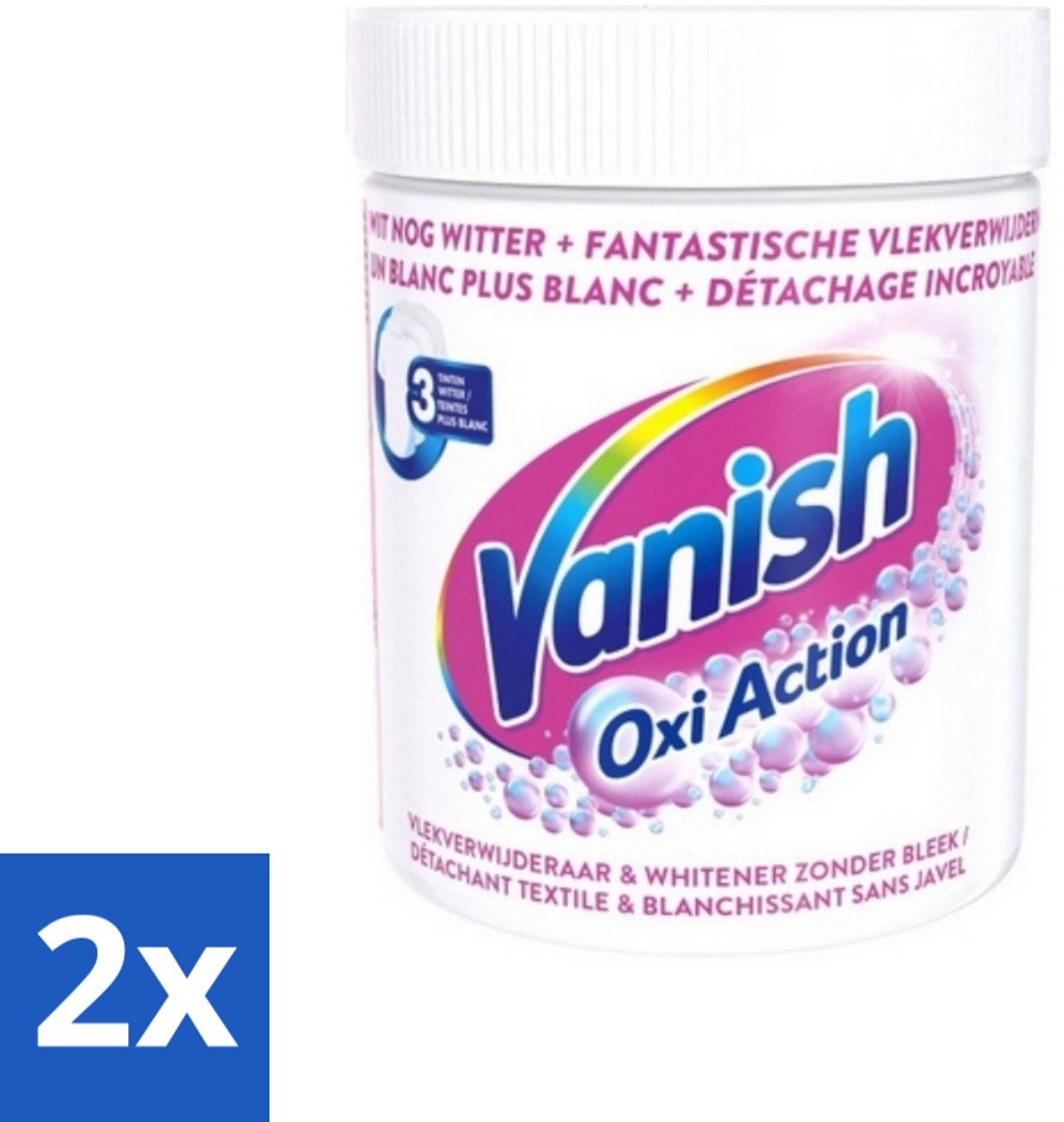 2 x Vanish Oxi Action - Vlekkenverwijderaar Poeder - Zonder Bleek - Witte Was - 550 Gram - Vlekkenverwijderaar - Witte Was - Waspoeder - Vlekken Verwijderen - Wasmiddel