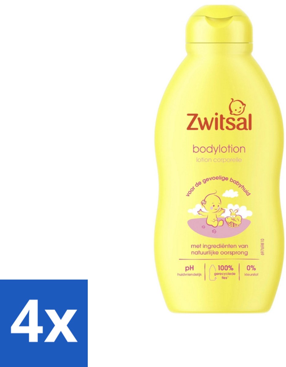 4 x Zwitsal - Babyverzorging - Bodylotion - Voor de Gevoelige Babyhuid - 200 ml - Babylotion - Babyhuid - Gevoelige Huid - Zwitsal - Hydraterende Lotion