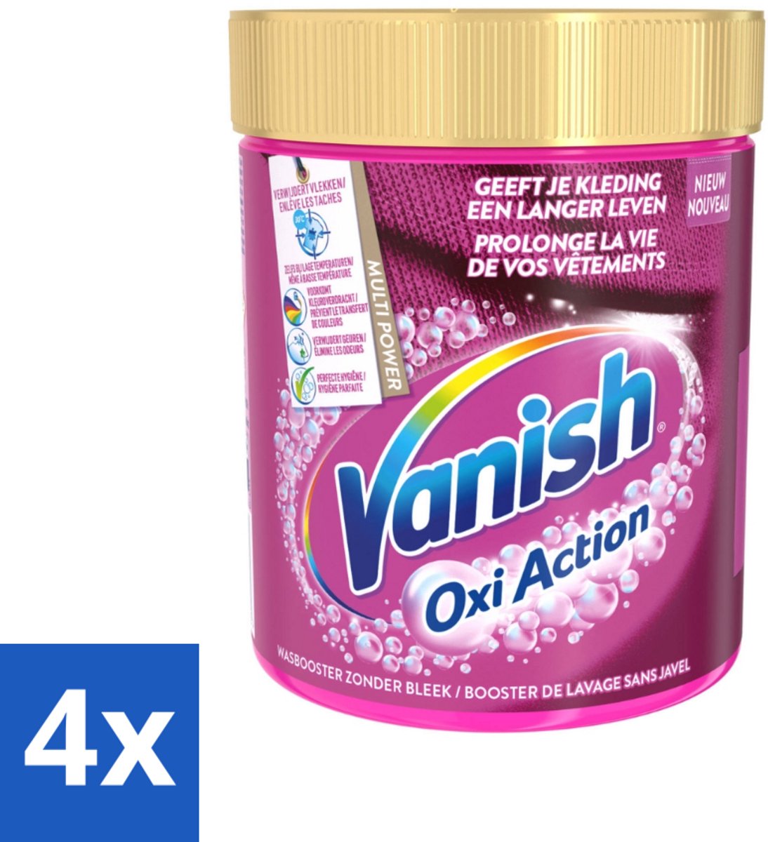 4 x Vanish Oxi Action - Vlekkenverwijderaar - Wasbooster - Zonder Bleek - Gekleurde Was - 550 Gram - Vlekkenverwijderaar - Wasbooster - Gekleurde Was - Wasmiddel - Vlekken Verwijderen