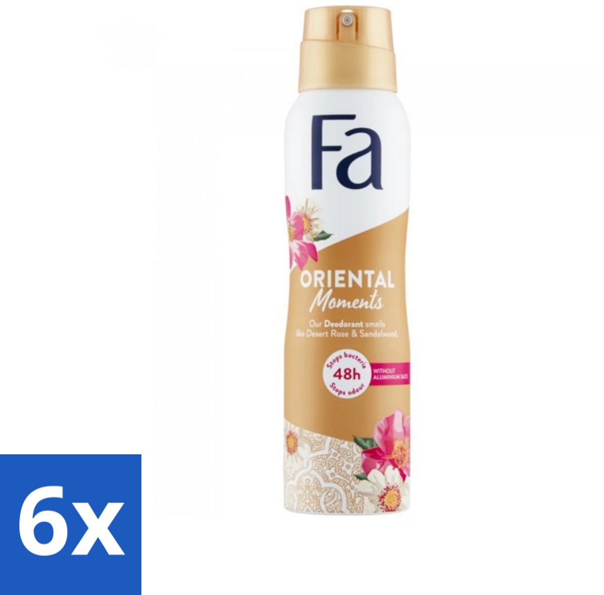 6 x Fa - Oriental Moments - Deodorant Spray - Woestijnroos & Sandelhout - 150 ml - Deodorant - Fa - Oriental Moments - Woestijnroos - Sandelhout