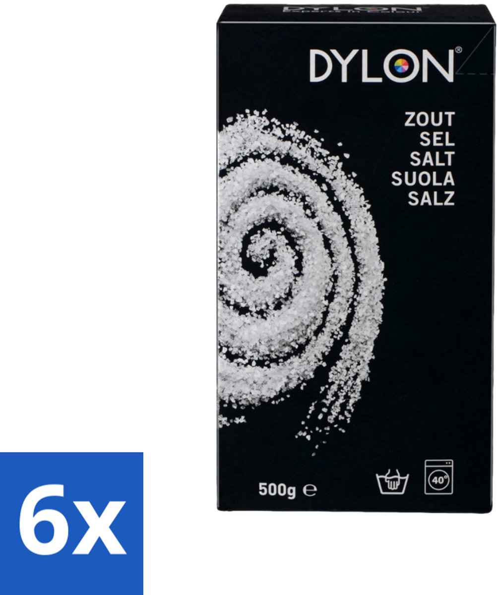 6 x Dylon - Zout - Voor Handwas Textielverf - Optimale Kleurresultaten - 500g - Dylon Zout - Textielverf - Handwas Verf - Kleurvastheid - Kleurintensiteit