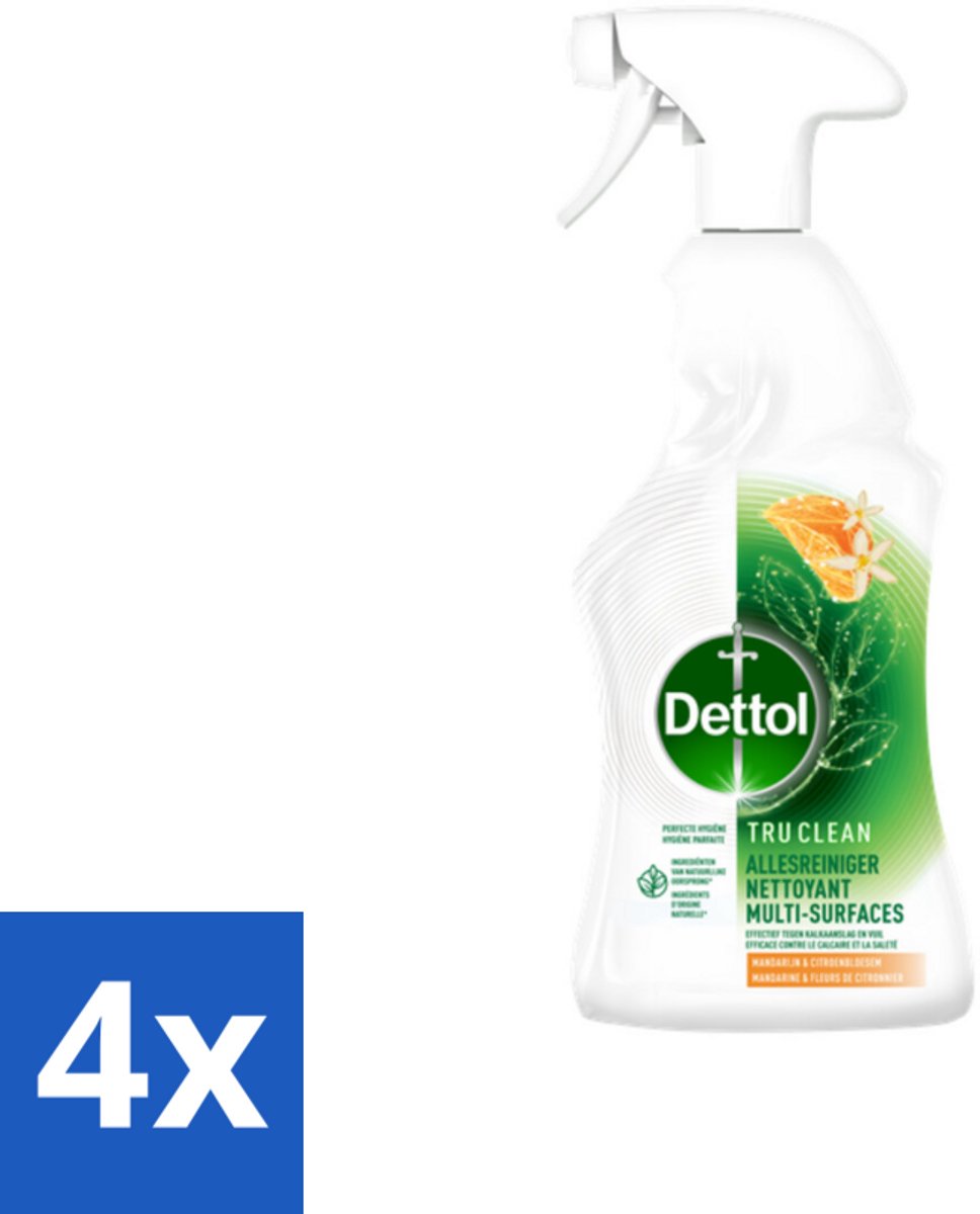 4 x Dettol Allesreiniger Spray Mandarijn & Citroenbloesem 500 ml - Allesreiniger - Schoonmaakspray - Keukenreiniger - Badkamerreiniger - Natuurlijke Reiniging