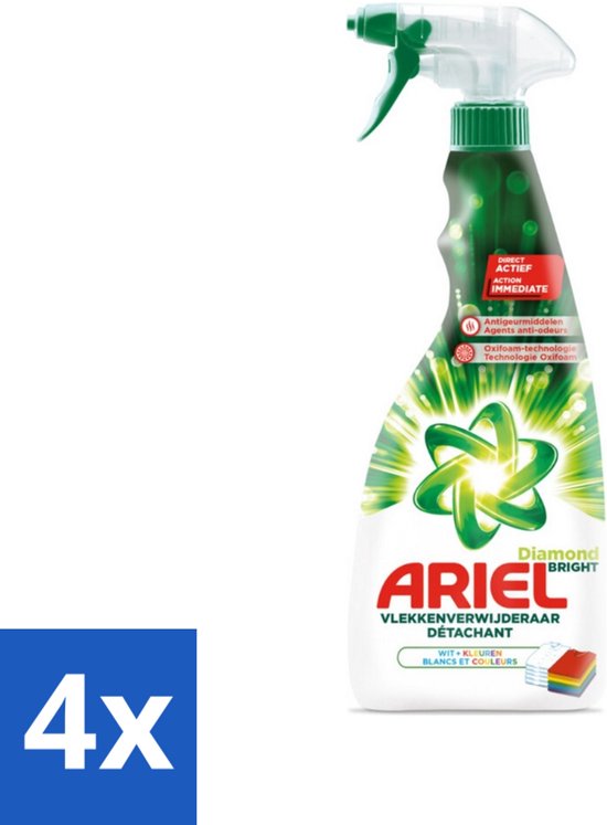 4 x Ariel Diamond Bright - Vloeibare Vlekverwijderaar - Witte en Gekleurde Was - 30 Wasbeurten - Vlekkenverwijderaar - Wasmiddel - Ariel Diamond Bright - Vloeibare Vlekverwijderaar - Witte Was