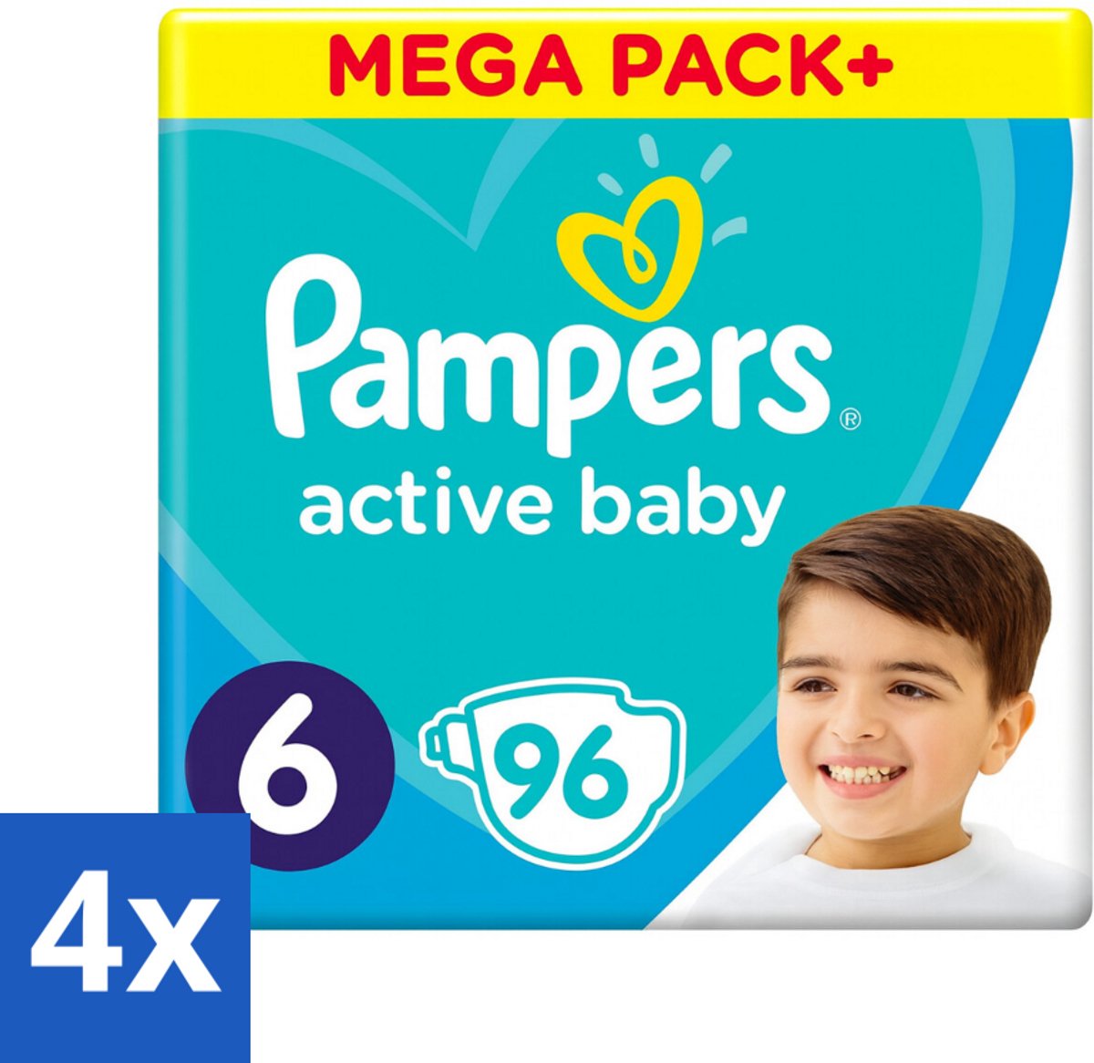 4 x Pampers - Active Baby - Luiers - Maat 6 (13-18 kg) - Extra Groot - 96 Luiers - Pampers Luiers - Baby Luiers - Luiers Maat 6 - Luiers Voor Actieve Baby's - Luiers Voor Peuters