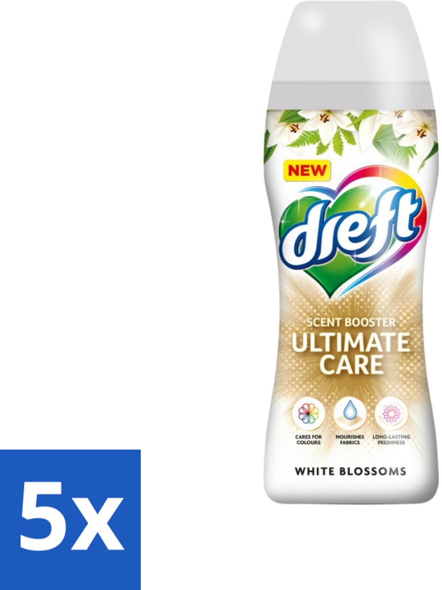Dreft - Ultimate Care - Wasverzachter - Geurbooster - Gekleurde Was - Witte Bloem - 15 Wasbeurten - Bulkverpakking - 5 stuks