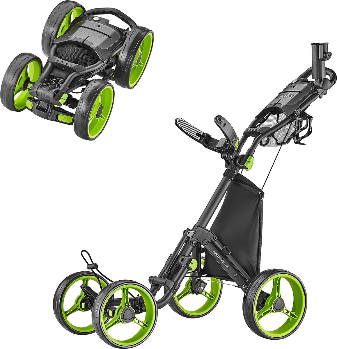 Caddytek Golfwagen met 4 wielen - Compact, lichtgewicht, dichtbij opvouwbare push pull caddy karretje - ShopVlot