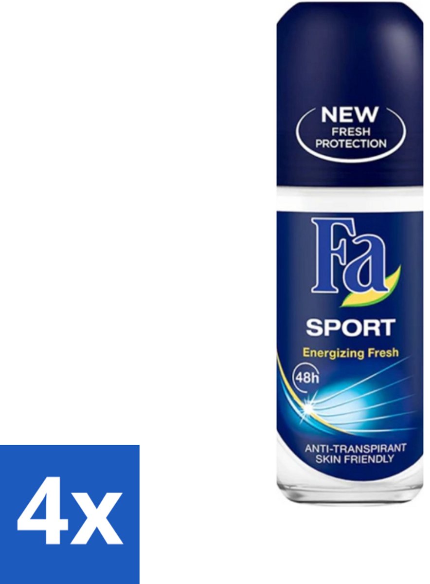 4 x Fa - Sport - Deodorant Roller - Energizing Fresh - 50 ml - Deodorant - Antitranspirant - Sport Deodorant - Langdurige Frisheid - 24 Uur Bescherming