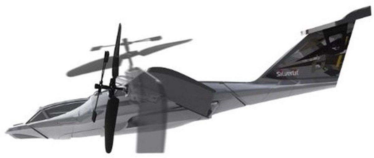 VTOL 3-kanaals vliegtuig met swing-wing technologie